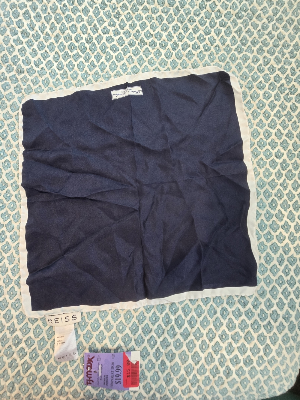 Navy silk square scarf